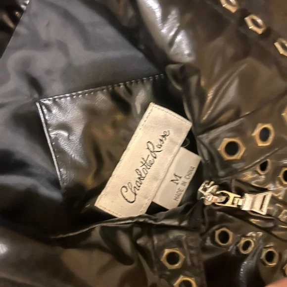 y2k Black Studded Women's leather Jacket - Picture 3 of 6